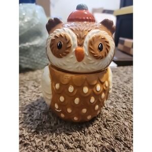 6" Ceramic Owl‎ Cookie Jar Canister